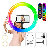 Aro De Luz Led Rgb 13 Pulgadas 33 Cm Alimentación Usb Con Base Y Soporte Para Celular Fotografía E Iluminación Transmisiones En Vivo