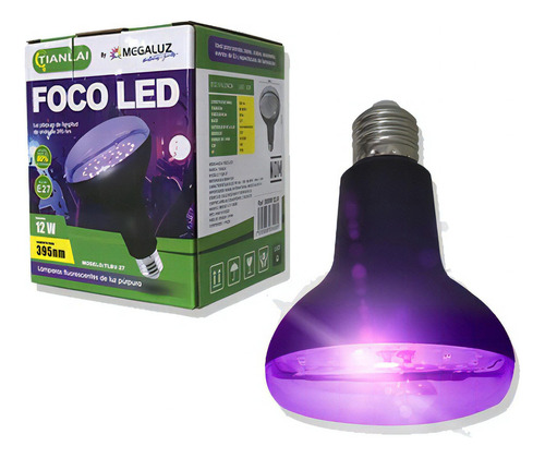 Foco Led Angulo Radiante Luz Morada 12w Ip20 Base E27 Color De La Luz Uv