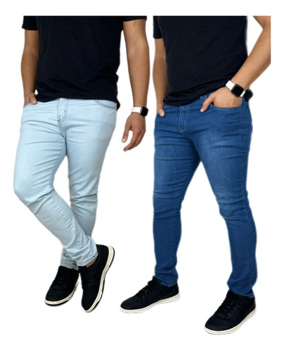 Kit 2 Calças Masculinas Jeans Elastano Licra Premium Skinny