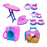 Kit Casinha Brinquedo Xícara Cachorrinho Máquina Lavar 19pç