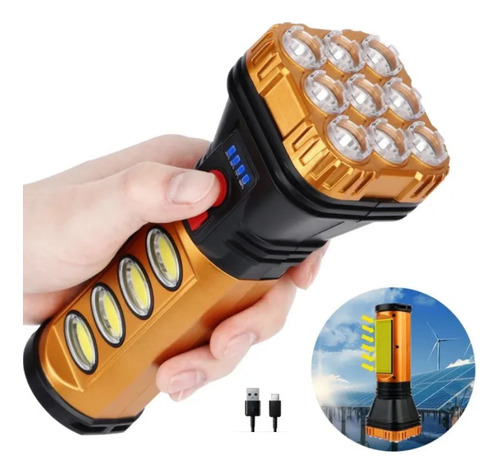 Linterna De Mano Solar Y Recargable 13 Led Super Potente