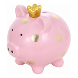 Escultura De Cerámica Pig Piggy Pink & White Bank Bank Famil