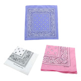 Set 3 Bandanas, Lila, Rosado Y Blanco, Pañuelo, Accesorio