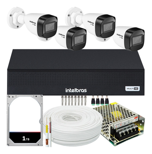 Kit Intelbras 4 Câmeras Vhd 1130 30m Dvr De 4 Canais Hd 1tb