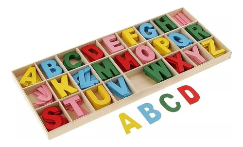 Letras Del Alfabeto En Madera Infantiles Aprendizaje Colores