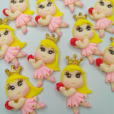 15 Aplique Biscuit Princesas Lembrancinha, Laço - Ler Desc
