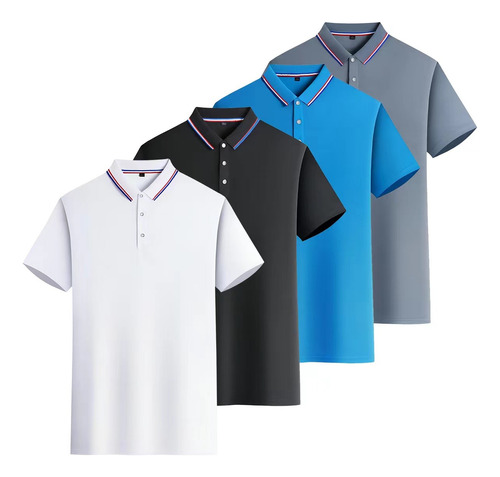 Playera Polo Hombre Multicolor, Paquete 4 Pcs Casual Camisa