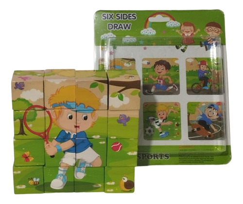 Rompecabezas Madera Cubo Niños Montessori Juego 6 En 1 