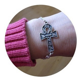 Pulsera Egipcia 21cm Dije Cruz Egipcia Ankh Totalmente Plata