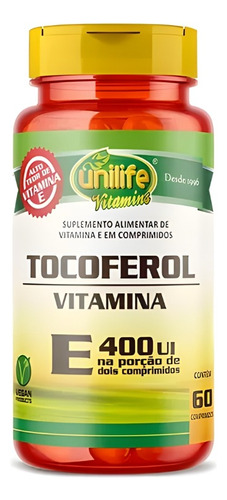 Vitamina E Tocoferol 60 Comprimidos  Unilife