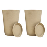 Kit 2 Vasos Planta Texturizados/escovados N°2 + Pratos