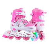 Patines Roller En Linea Ajustable Niños Color Rojo 