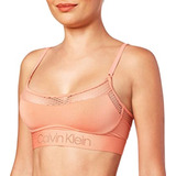 Calvin Klein Bralette Rosa Con Malla Y Logo Grande Original