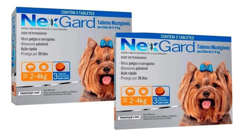2 Nexgard Para Cães De 2 Á 4 Kg Antipulgas E Carrapatos 6 Cp