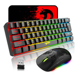 Teclado Y Mouse Inalambricos Para Juegos, 2200mah/negro