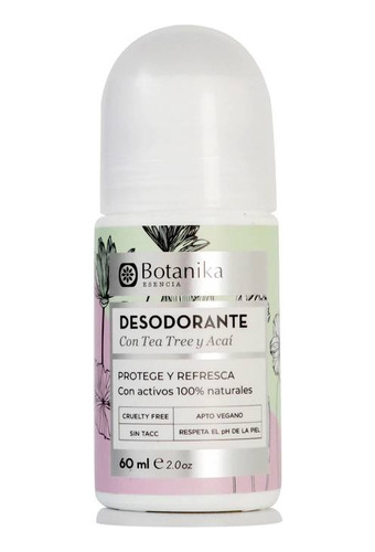 Botanika, Desodorante Roll On Natural Tea Tree Y Acaí 60ml