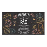 Adesivo Parede Lousa Frase Alegria Pão Quentinho Padaria 2