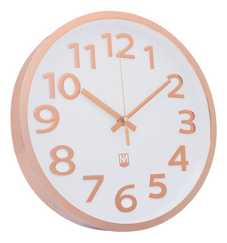 Reloj Pared Moderno Plata 30 Cm Cobre Rose Diseño Mulmer 