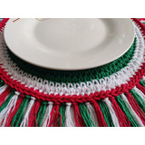 Set De 8 Manteles Tricolor Macramé Algodón 100 % Artesanal 