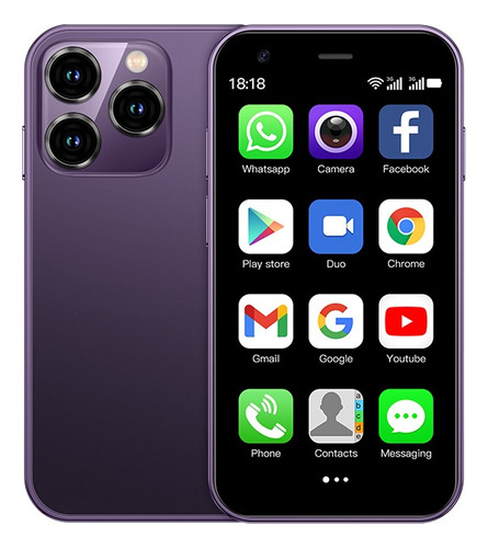 Mini Telefone Barato Android Xs15 Roxo 3.0 Polegada