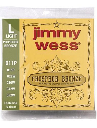 Cuerdas Jimmy Wess P/guitarra Acústica Phosphor Bronze 11-52