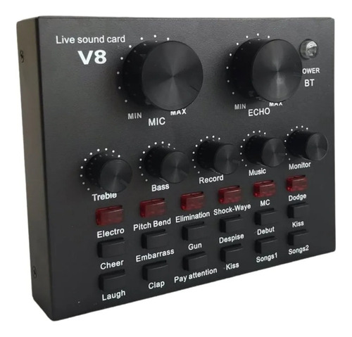 Mesa De Som Usb V8 Gravador Mixer Áudio Tik Tok Live