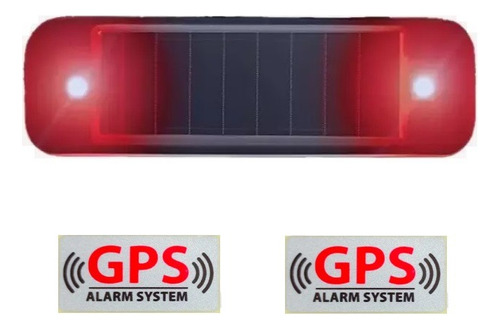 2 Stickers Alarma Auto Y Simulador Solar Led Disuasivo Robo