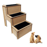 Escada Pet Cama Madeira 3 Degraus Para Cachorro E Gato 45cm