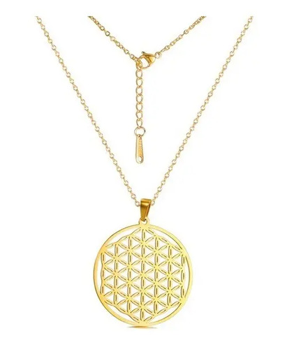 Collar Flor De La Vida Loto Geometrico Acero Inoxidable Dama