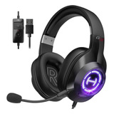 Auriculares Con Microfono | Cable Usb / Luz Rgb | Negro