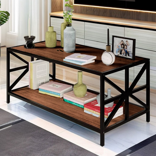 Mesa De Centro Moderna, Metálica Y Rectangular De 107cm