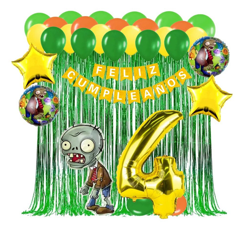 Set Globos Plantas Vs Zombis Decoración Cumpleaños