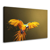 Quadro Decorativo Abstrato Pássaro Arara Amarelo Gold Barato