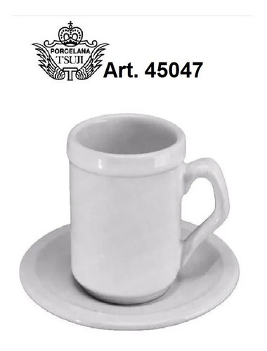 Taza Jarrito Cappuccino Y Plato Porcelana Tsuji 450 Blanca