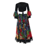 Conjunto De Traje De Danza De Vientre Floral Estilo Tribal