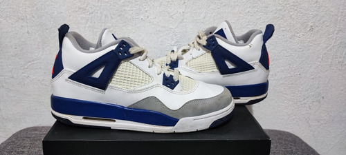 Air Jordan 4 Blanco/militar Azul Y Gy: Talla Mex 4.5 