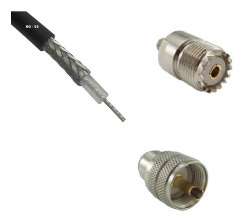 Cabo Coaxial Rg58 90% De Malha 25 Metros 1 Uhf Macho 1 Klc60