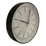 Reloj 25 Cm Fondo Blanco Marco Negro Moderno