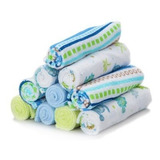 Toallas Suaves De Baño Para Bebés, Pack De 10, Rayas Azules.