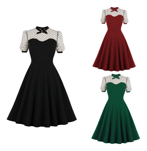 Vestido Para Mujer De Los Años 50 60 Rockabilly Pinup Hepbur