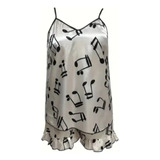 Conjunto Pijama Elegante De Talla Grande Con Notas Musicales