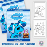 Kit Imprimible Mini Librito Personalizados Pintar Blue