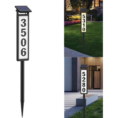 Número De Casa Impermeable Con Luz Solar Led