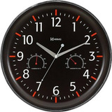 Relógio Parede Sofisticado Termômetro E Higrômetro Vermelho