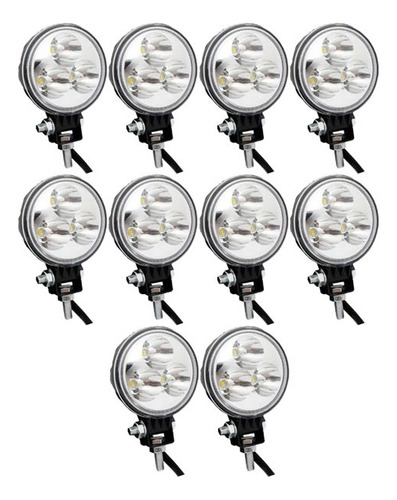 10ux Faro Auxiliar Redondo 35mm Blanco 3 Led 3 Pulgadas 12w