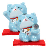 Figuras Chinas Fengshui Para Adornar A Un Gatito, 2 Unidades