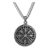 Collar Para Hombre Mujer Con Dije De Acero Vikingo Vegvísir