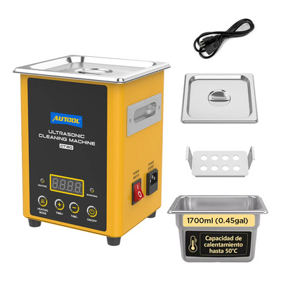 Limpiador inyectores tina ultrasonido Calentamiento, 1700ml, Limpieza Profunda para Inyectores, Joyería, Herramientas, Tiempo Ajustable 0-40min, Acero Inoxidable, Uso Automotriz y Dental AUTOOL CT80 | Meses sin interés
