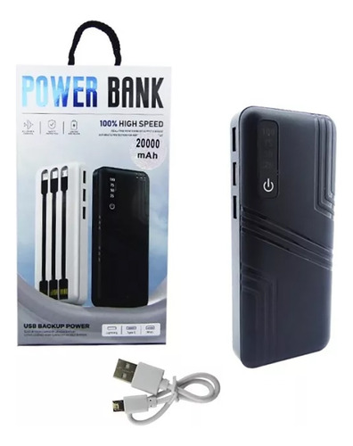 Powerbank Bateria 10000mah 3 Salidas Android, iPhone Y Usb C