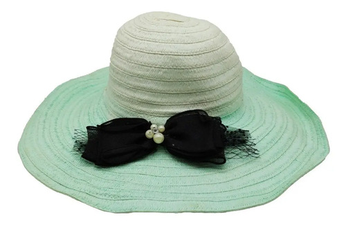 Sombrero Elegante Para Sol Ala Ancha Con Moño Con Olanes